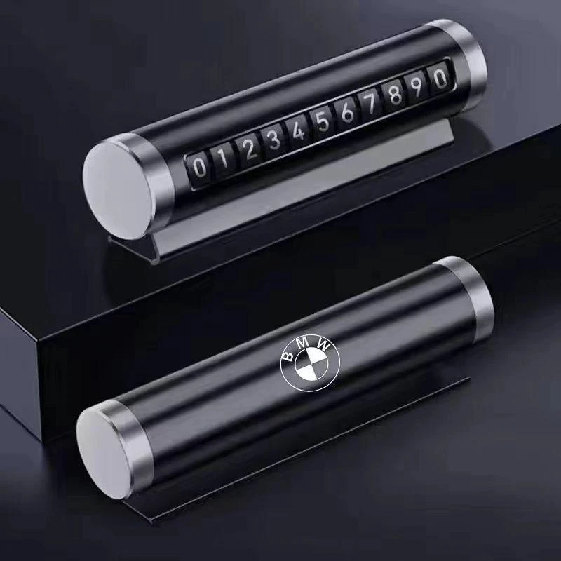 宝马车载临时停车号码牌汽车电话挪车高级车内用品金属滚轮号码牌