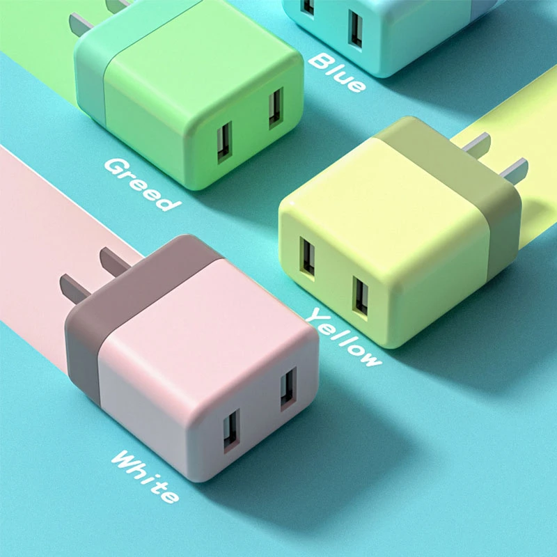 手机充电器5V2A多口USB充电插头数据线适用苹果华为安卓充电器头