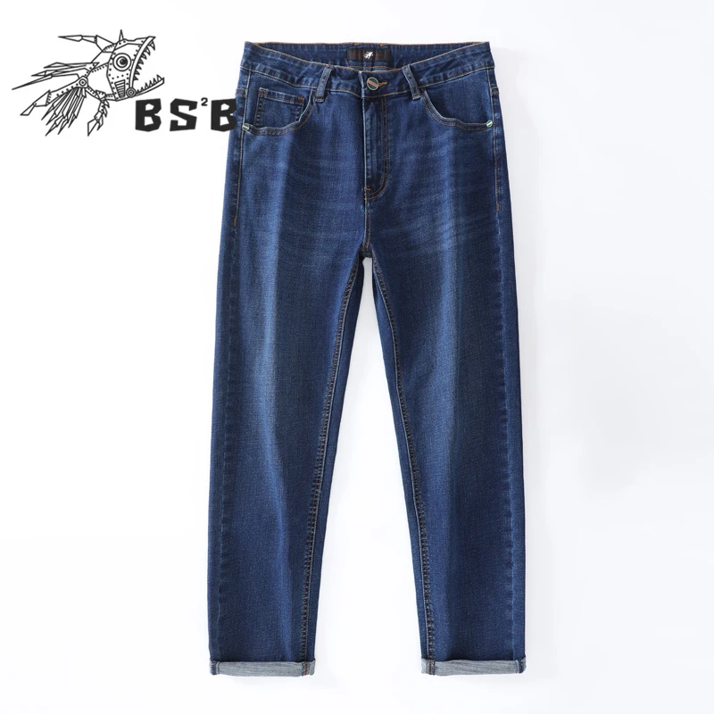 338751小魔鱼绣花牛仔裤男装2024春秋新款高弹力显腿长小直角长裤