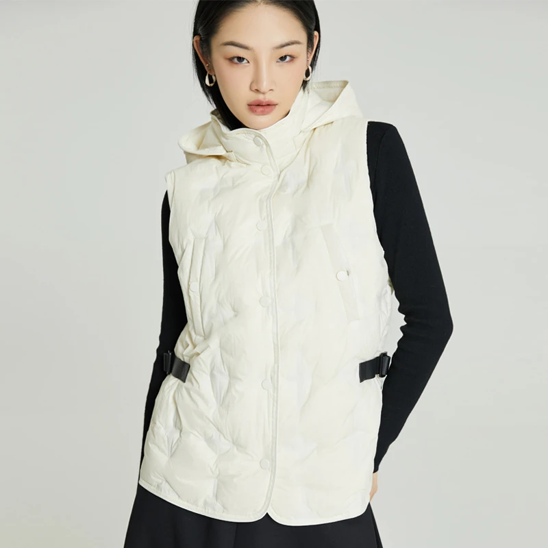 ACSMCREW丨轻薄连帽马甲女短款外穿秋冬保暖白鸭绒外套12119