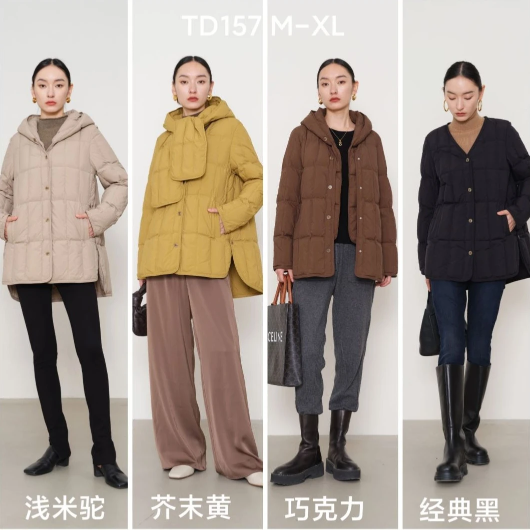 ACSMCREW丨披星戴月丨纯色时尚带围脖连帽羽绒服 TD157