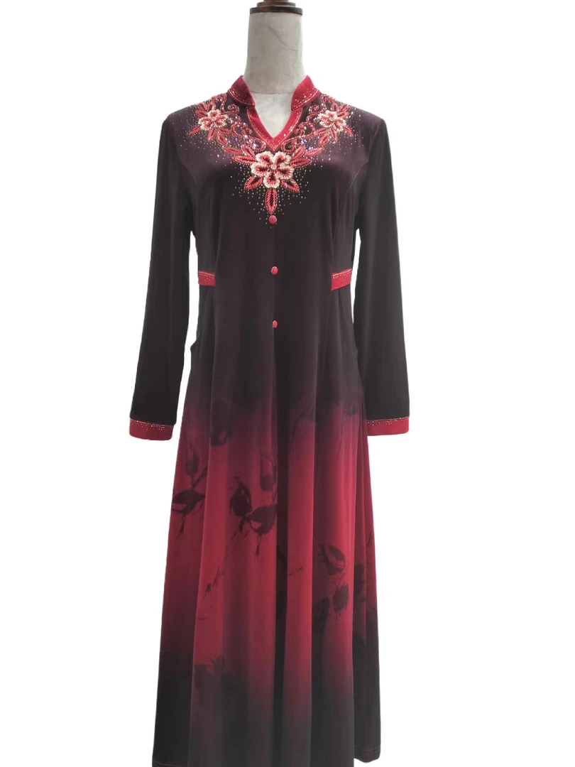 新款手工钉珠镶钻时尚连衣裙23976