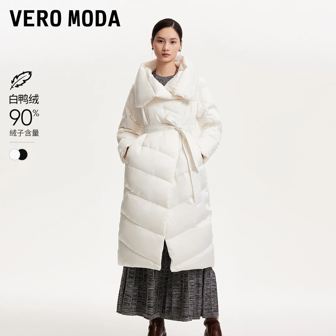 Vero Moda羽绒服加厚早秋新款90白鸭绒宽松系带保暖轻薄外套