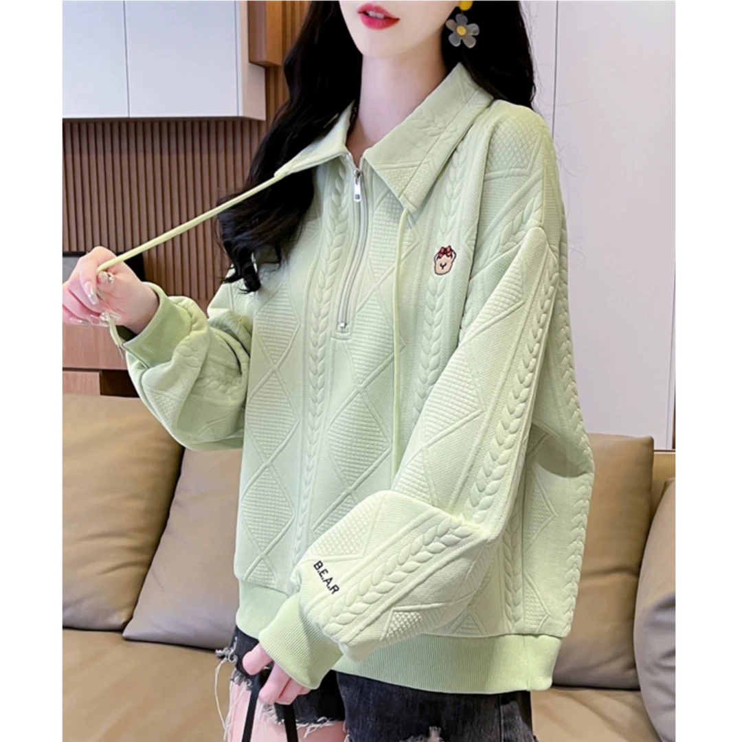 翻领polo衫卫衣女2025新款春秋季韩版宽松小个子早秋薄款上衣外套