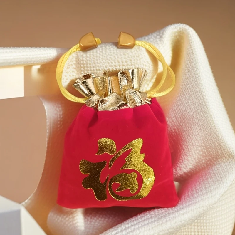 首饰袋 福袋绒布袋红色复古小袋子抽绳