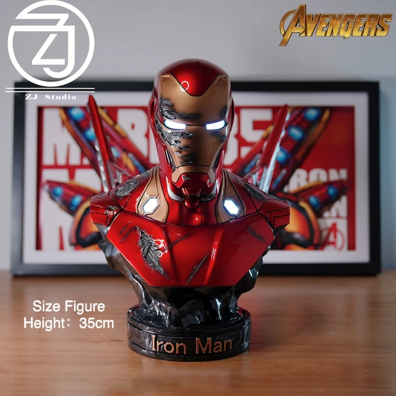 发光MK50钢铁侠战损版半身像手办摆件
