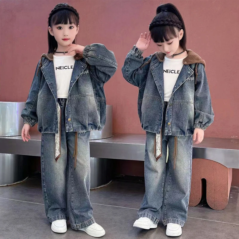 女童牛仔套装2025新款洋气儿童秋装中大童女孩春秋款韩版两件套潮