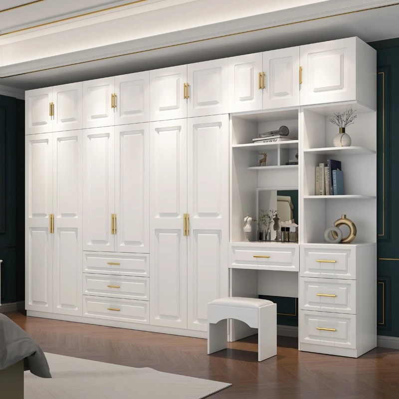衣柜家用卧室家具现代简约组装实木颗粒板衣橱五六门储物大衣柜子
