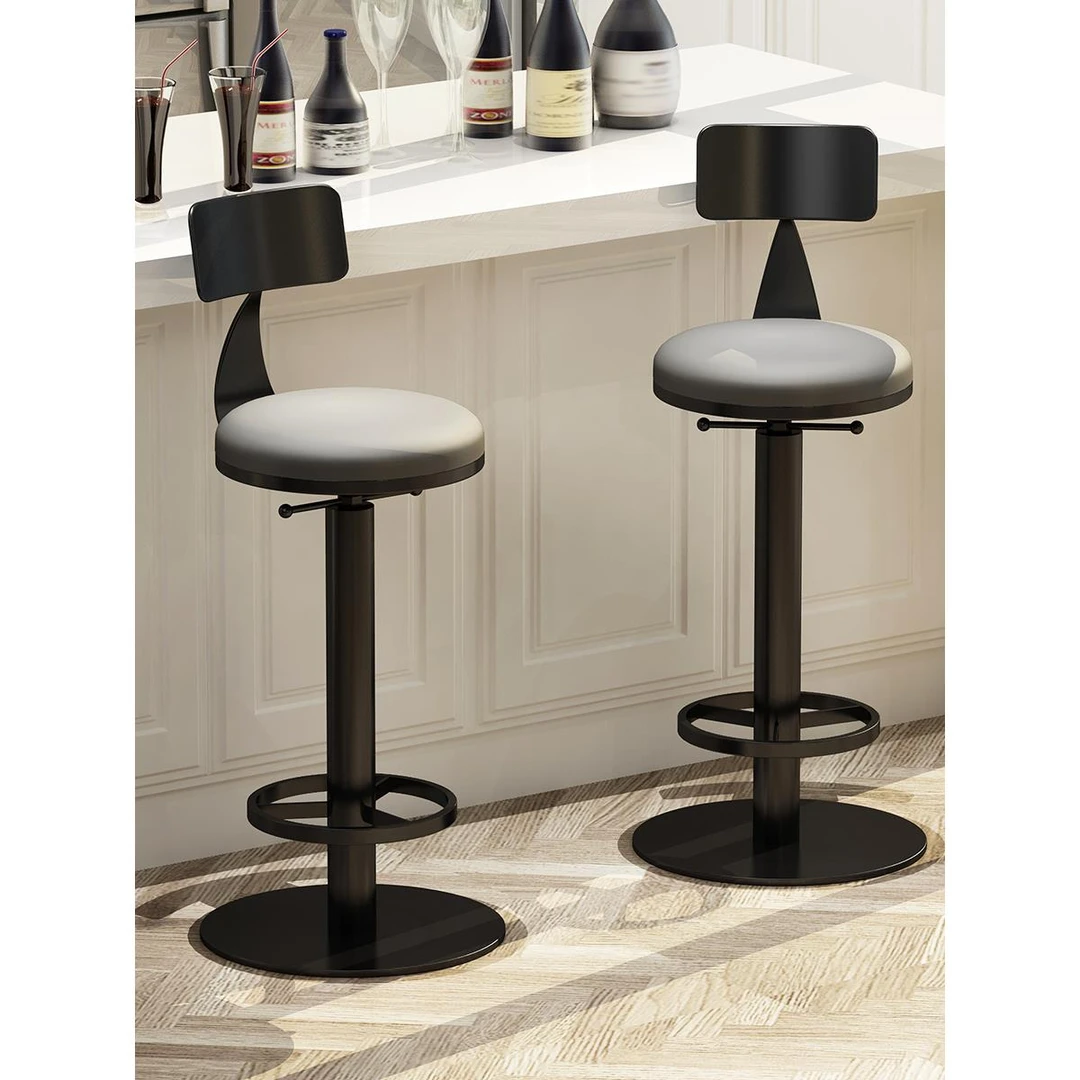 简约ins轻奢家用靠背吧台椅子网红酒吧前台升降高脚椅旋转圆吧凳