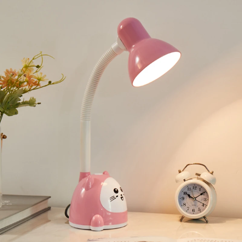 家用台灯办公室书桌宿舍插电底座学生儿童式蓝办公床头灯简易老式