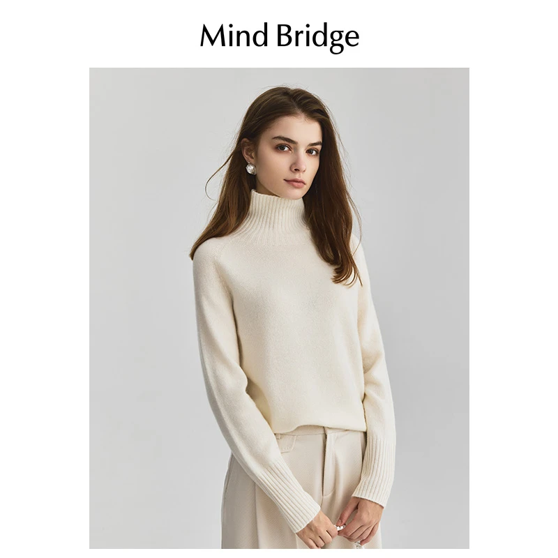 MindBridge【100%绵羊毛】高领毛衣女士针织打底衫保暖显瘦秋冬新款