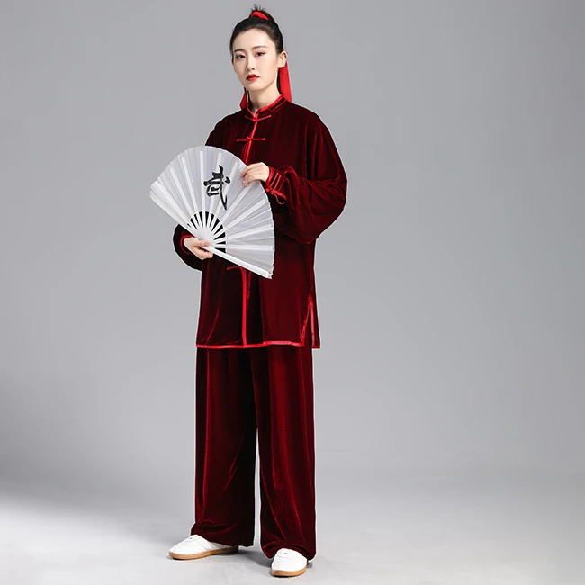 一举成功太极服男女同款飘逸加厚保暖南韩绒秋冬练功服中长款