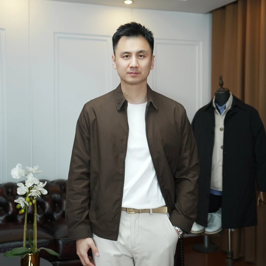 秋季新款休闲翻领工装风夹克男士商务通勤纯色外套 2405097