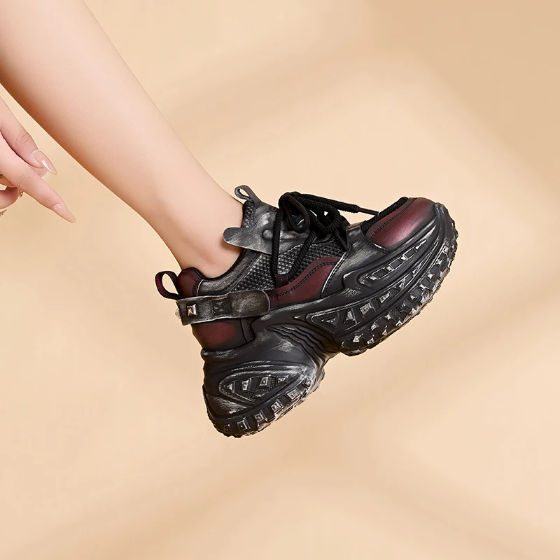 增高9cm网红爹鞋女2025夏季新款时尚休闲运动鞋厚底内增高女鞋子