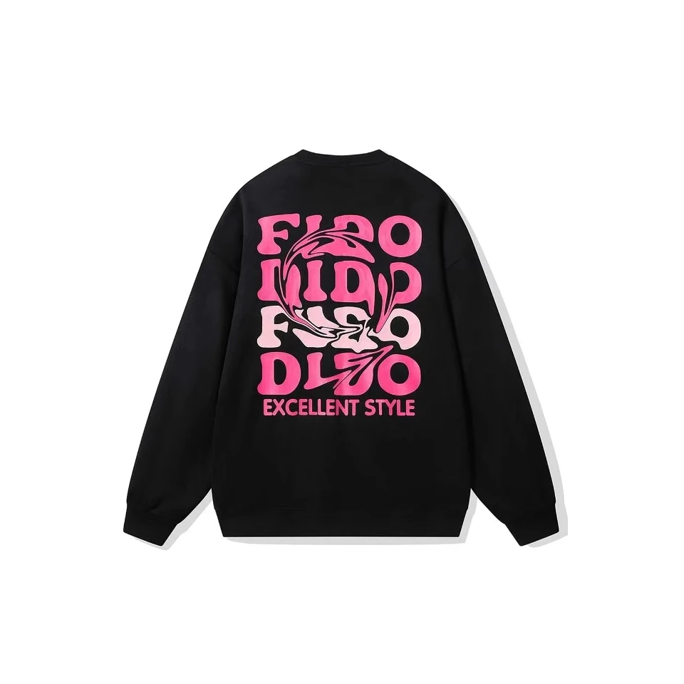 字母毛巾绣Logo扭曲印花撞色宽松休闲连帽开衫外套卫衣