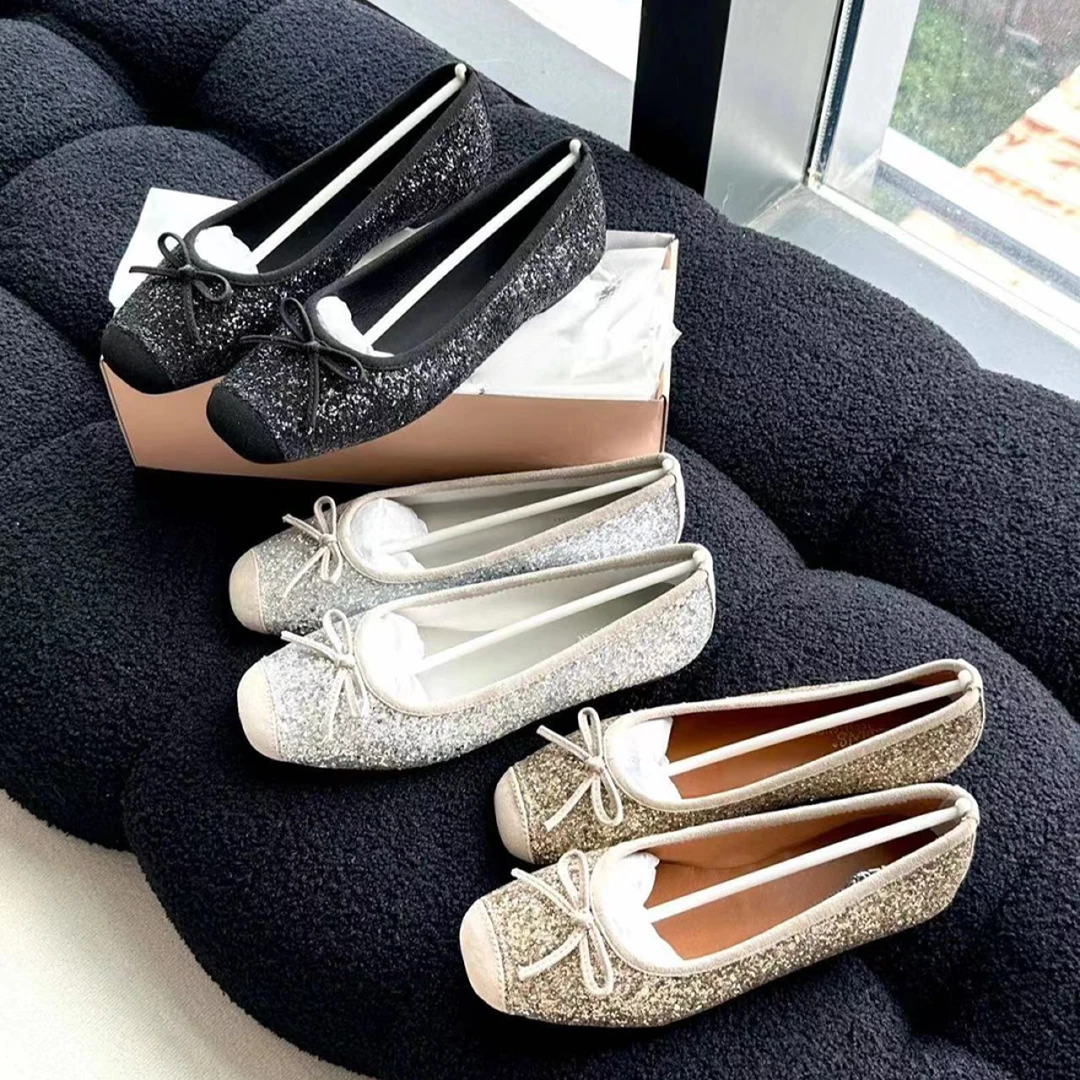 【大老板专属】MQ8030亮片时尚新款女单鞋2024潮流芭蕾舞女鞋