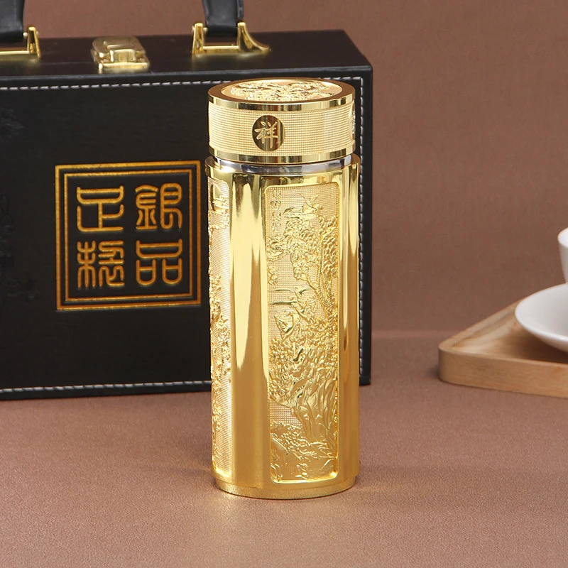 【30周年纪念】金龙凤呈祥色保温杯银内胆双层水杯精品礼盒
