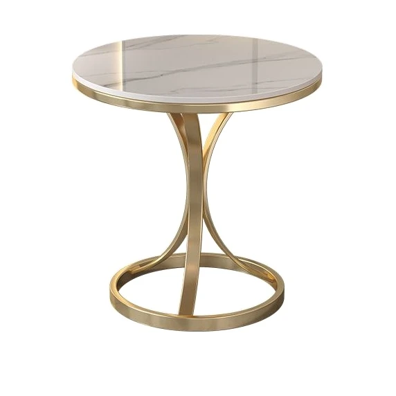 轻奢沙发配套岩板边几小茶几大气简约角几边桌客厅高档白色圆桌