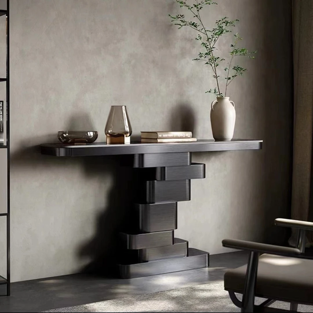 轻奢高档客厅别墅玄关台简约靠墙条案端景桌现代家用入户玄关柜