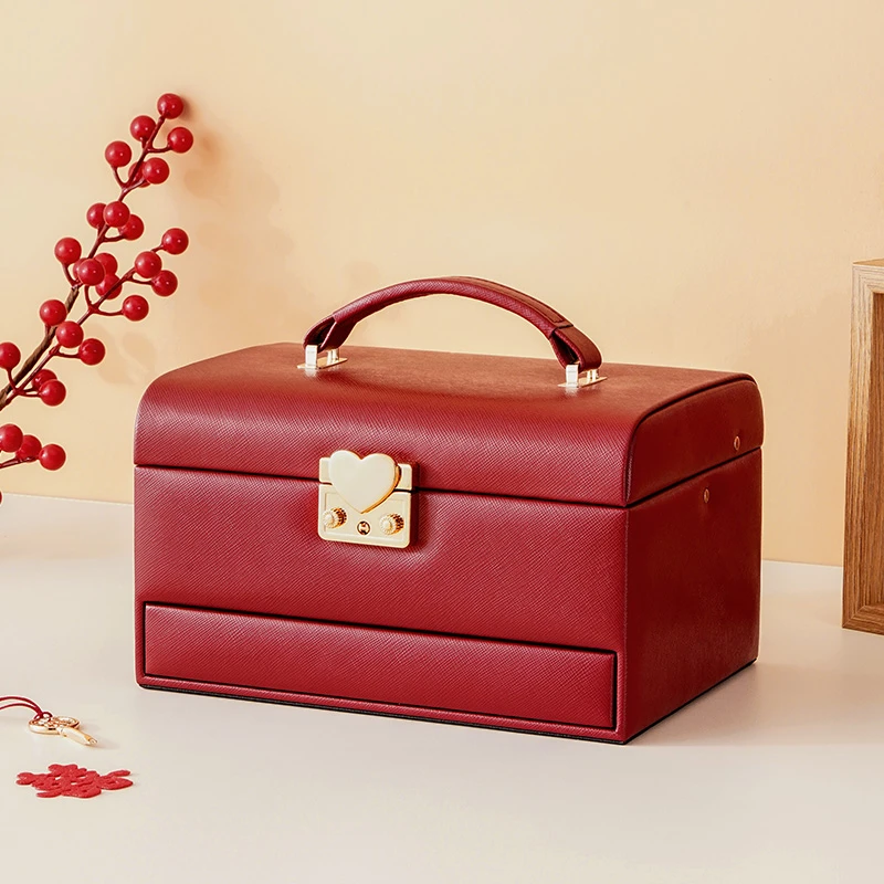 首饰盒/箱 【精选】螺钿带锁三层首饰盒复古欧式中式国风便携饰品盒