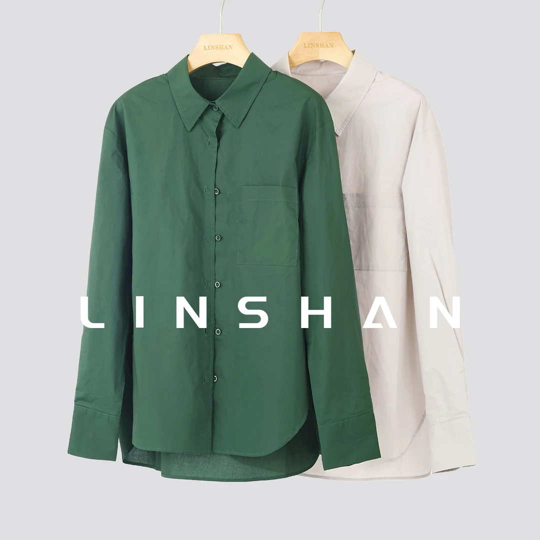 LINSHAN 【爱上单口袋】韩系ins宽松气质优雅设计感衬衣23216203