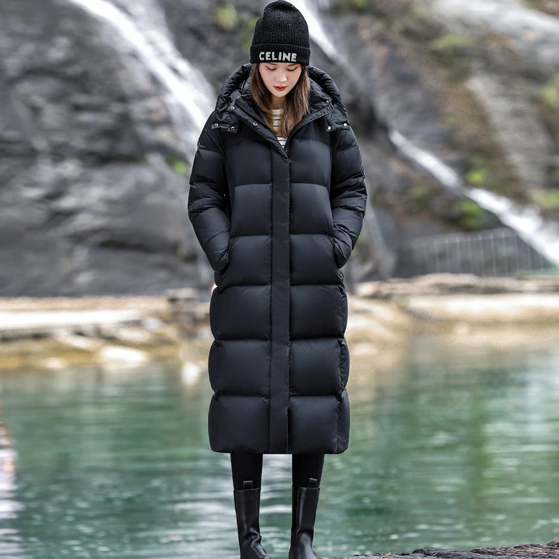 长款羽绒服2024新款冬季超厚95白鸭绒时尚保暖宽松过膝长款外套