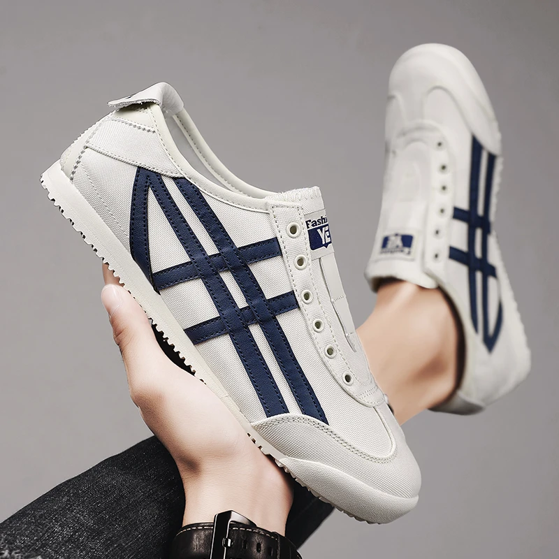 俞兆林男鞋2025新款夏季运动休闲板鞋透气百搭男帆布一脚蹬阿甘鞋