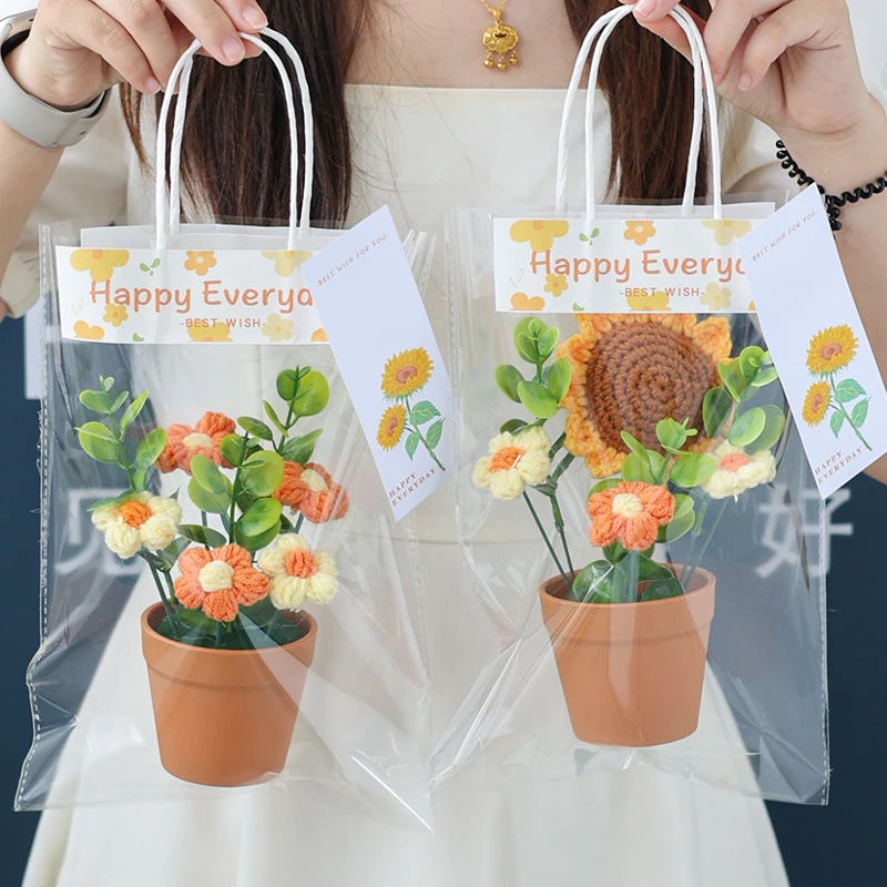 创意针织毛线花向日葵小盆栽幼儿园小朋友手工作业生日礼物伴手礼