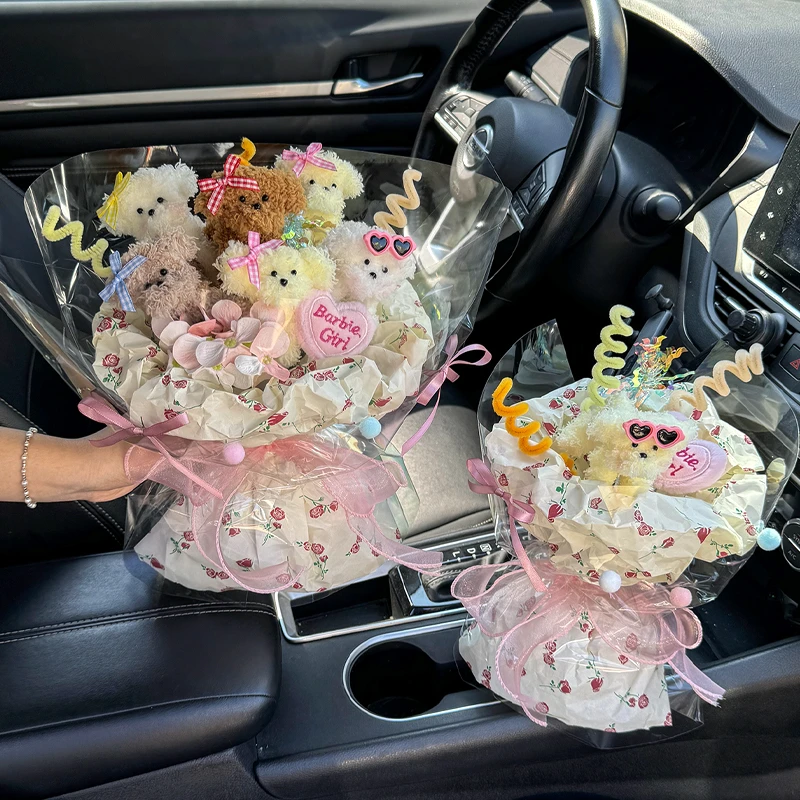 创意仿真花扭扭棒可爱小狗花束成品玩偶卡通花送闺蜜女友生日礼物
