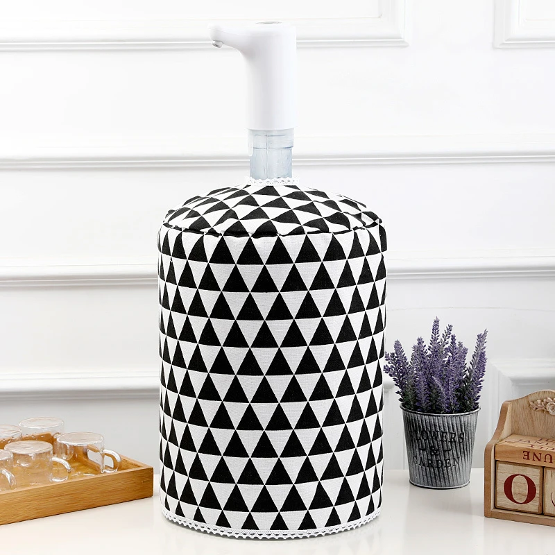 按压抽水式水桶罩纯净水矿泉水桶罩简约格子田园布艺防晒水桶装饰