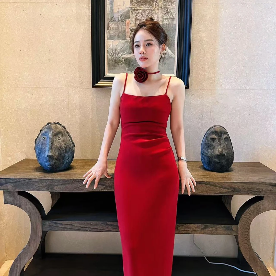 极简风气质性感吊带长裙长款时尚开叉268