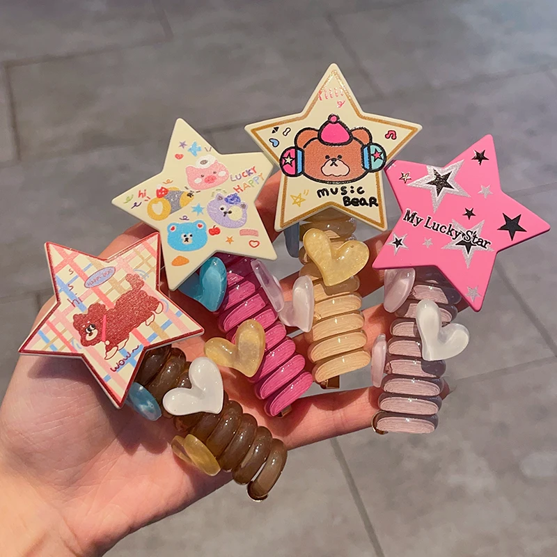 宝宝马尾辫神器发绳儿童星星电话线发圈女童扎头发皮筋小女孩头绳