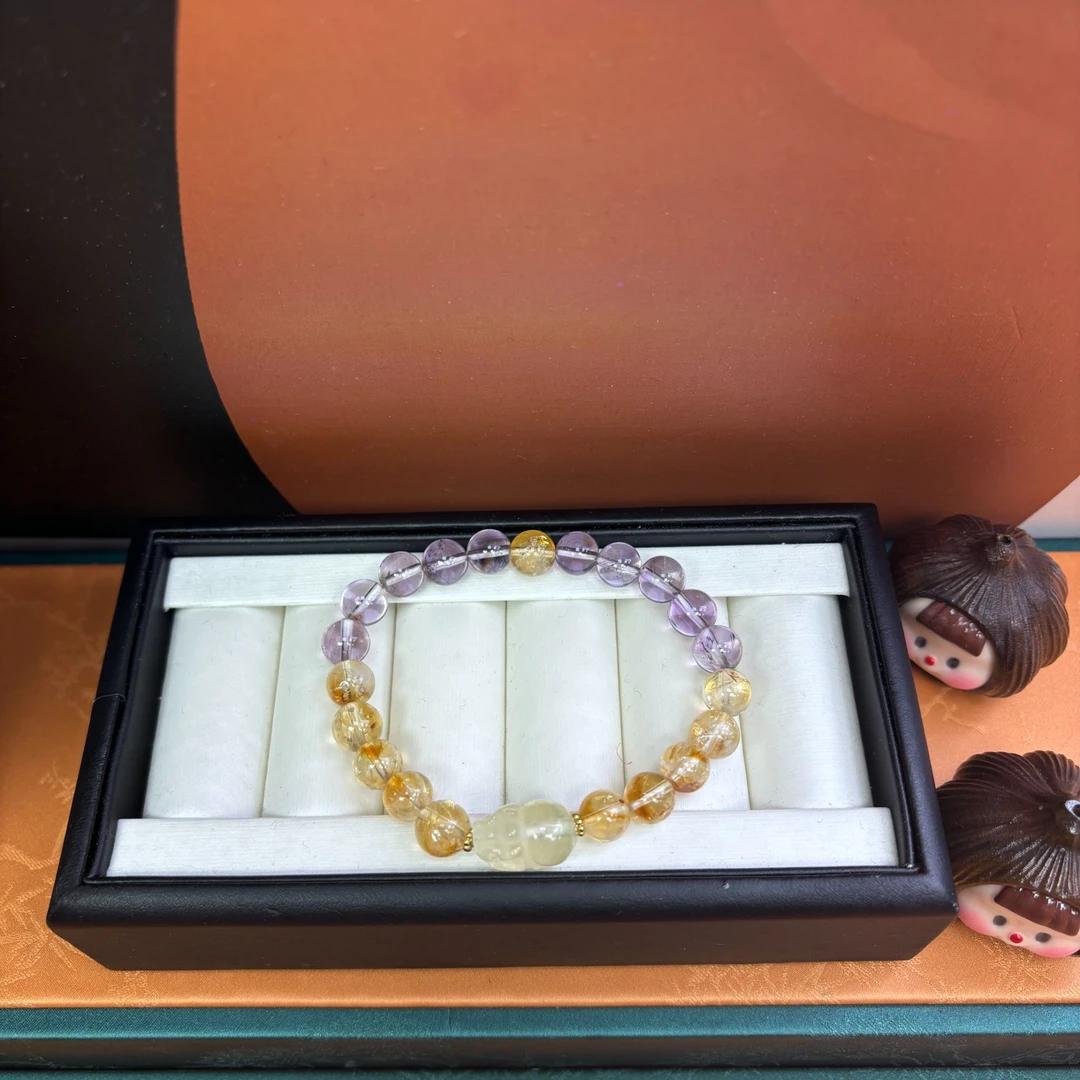 紫水晶黄水晶半山半水加貔楸 8MM 307