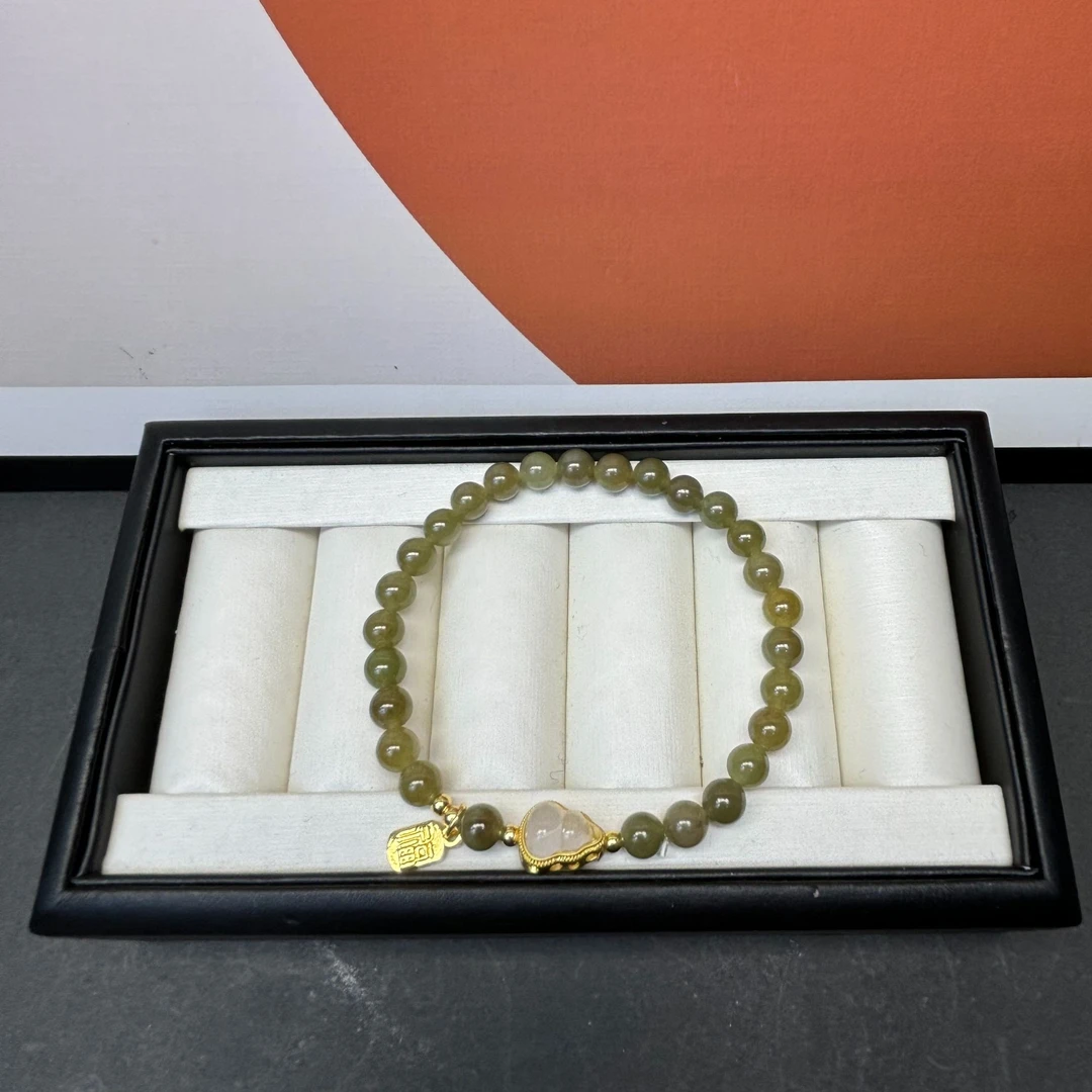 和田玉油青料玛瑙葫芦单圈 6MM 322