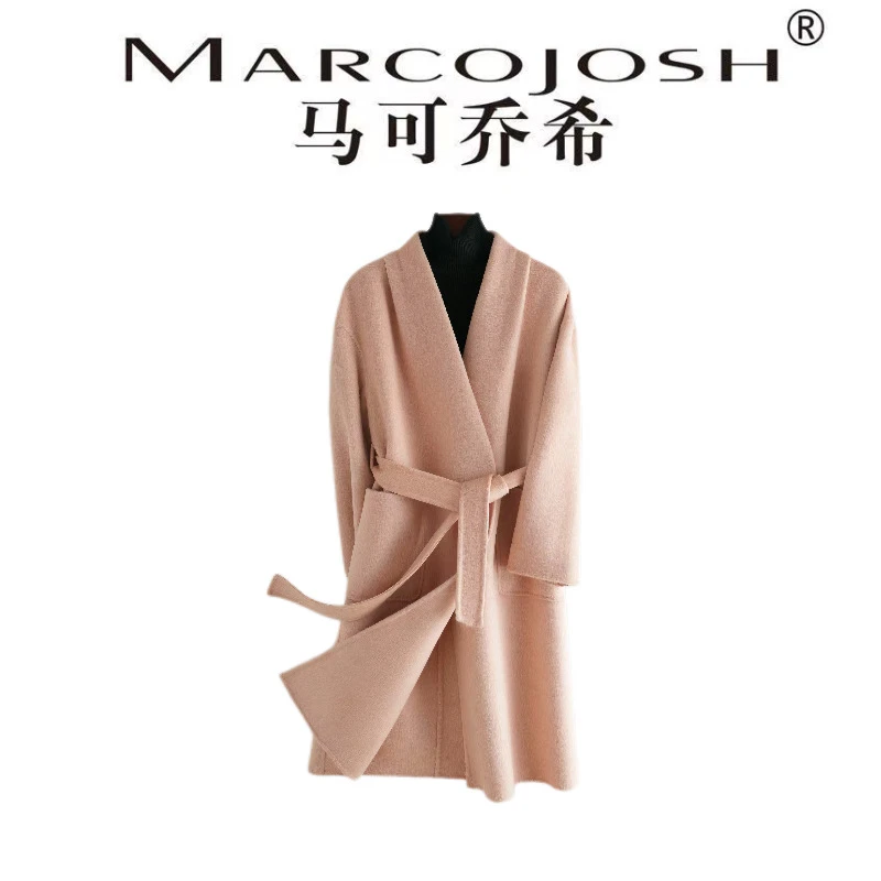 MARCOJOSH/马可乔希红人上新双面阿拉善骆驼绒桑蚕丝长款战袍632