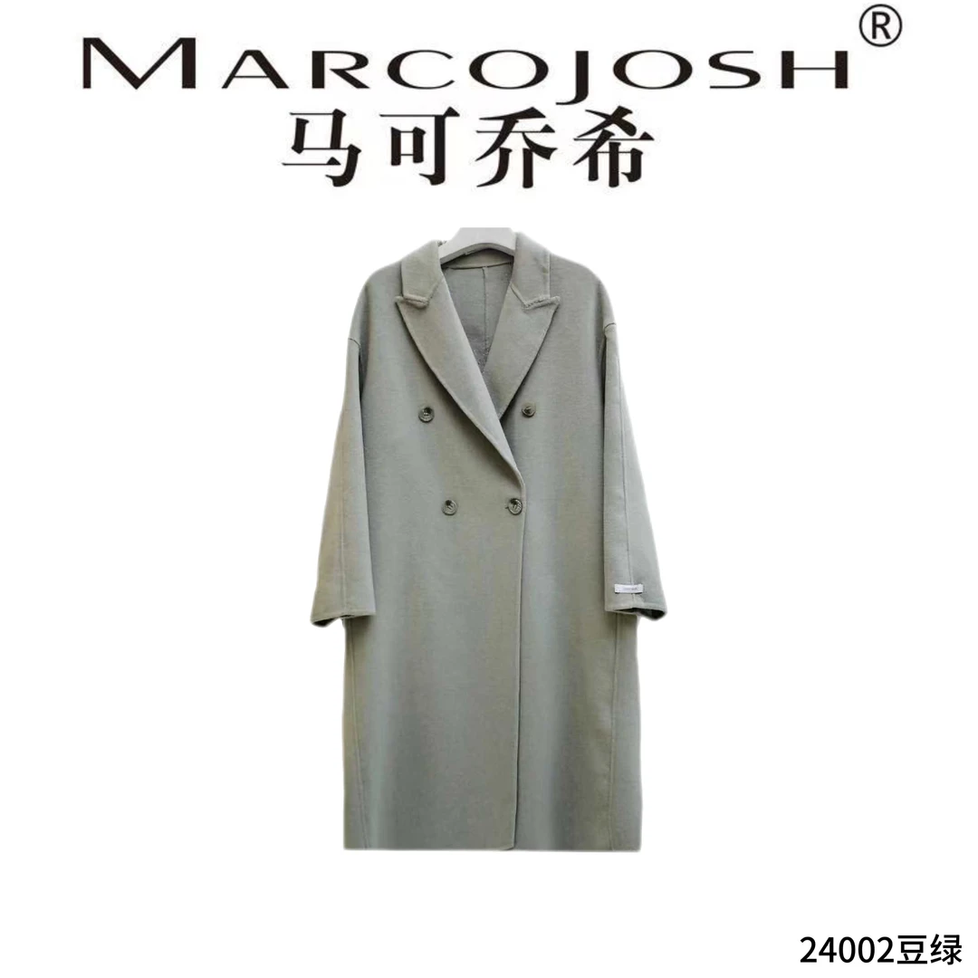 MARCOJOSH/马可乔希气质百搭羊.毛大衣时尚轻奢韩版豆绿双面24002