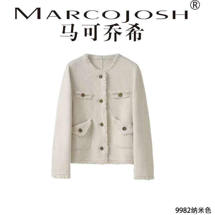 MARCOJOSH/马可乔希气质百搭小香风羊.毛大衣时尚轻奢韩版9982