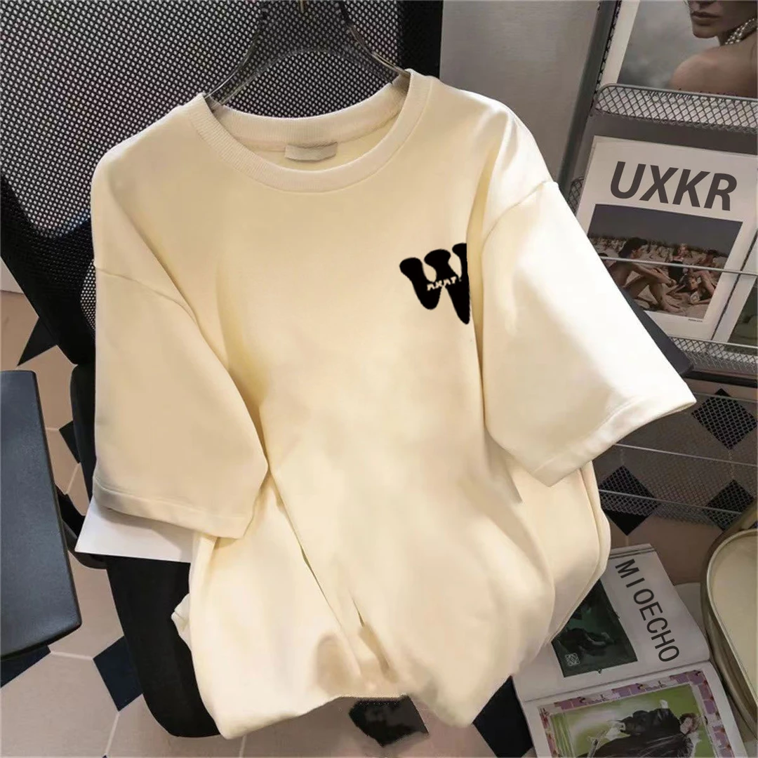 重磅纯棉短袖T恤男女童夏季美式宽松oversize百搭中大童上衣#V322