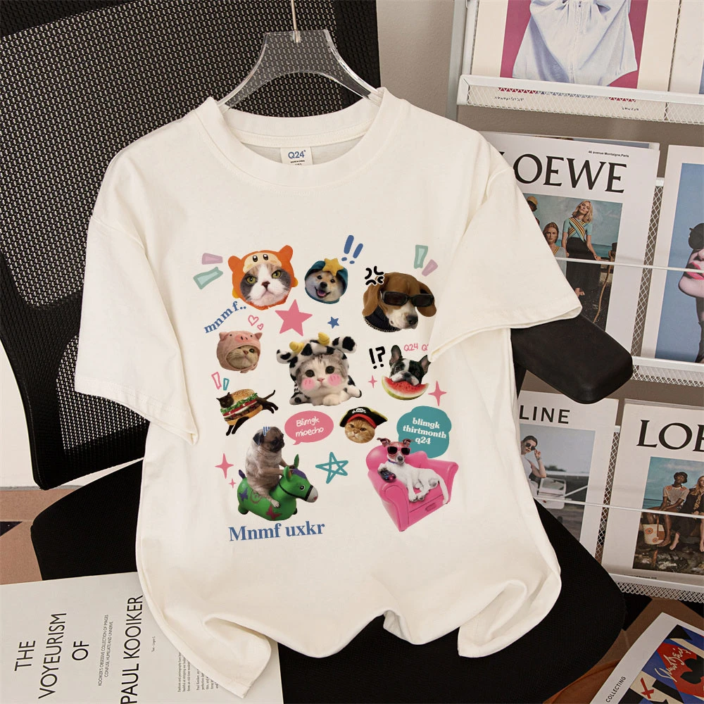 男女童夏装新款纯棉短袖T恤中大童趣味卡通可爱印花ins上衣#V3447