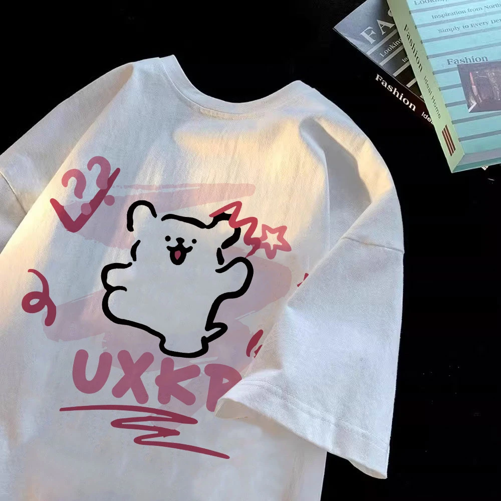 男女童短袖t恤夏季纯棉百搭上衣中大童线条涂鸦小狗ins印花#V3247