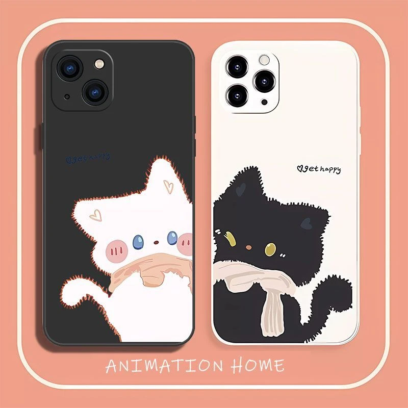 摊手猫咪可爱创意情侣手机壳适用于苹果小米vivo荣耀OPPO华为系列