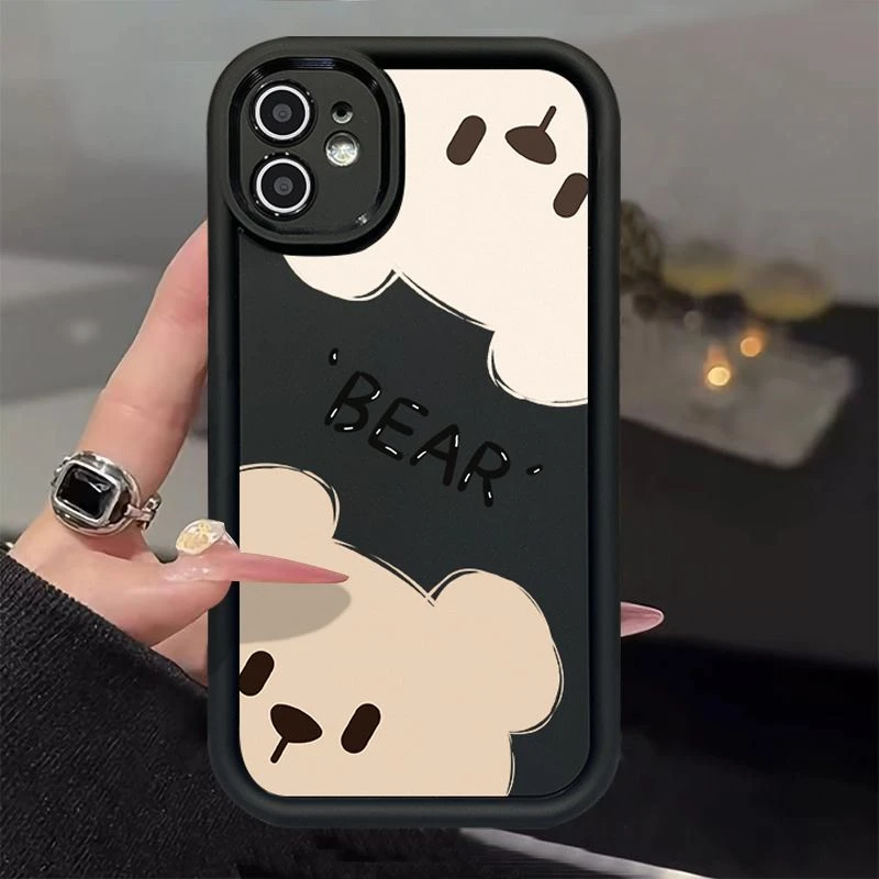 可爱探头小熊适用苹果14ProMax/13高竹12防摔XSMAX高级感XR手机壳