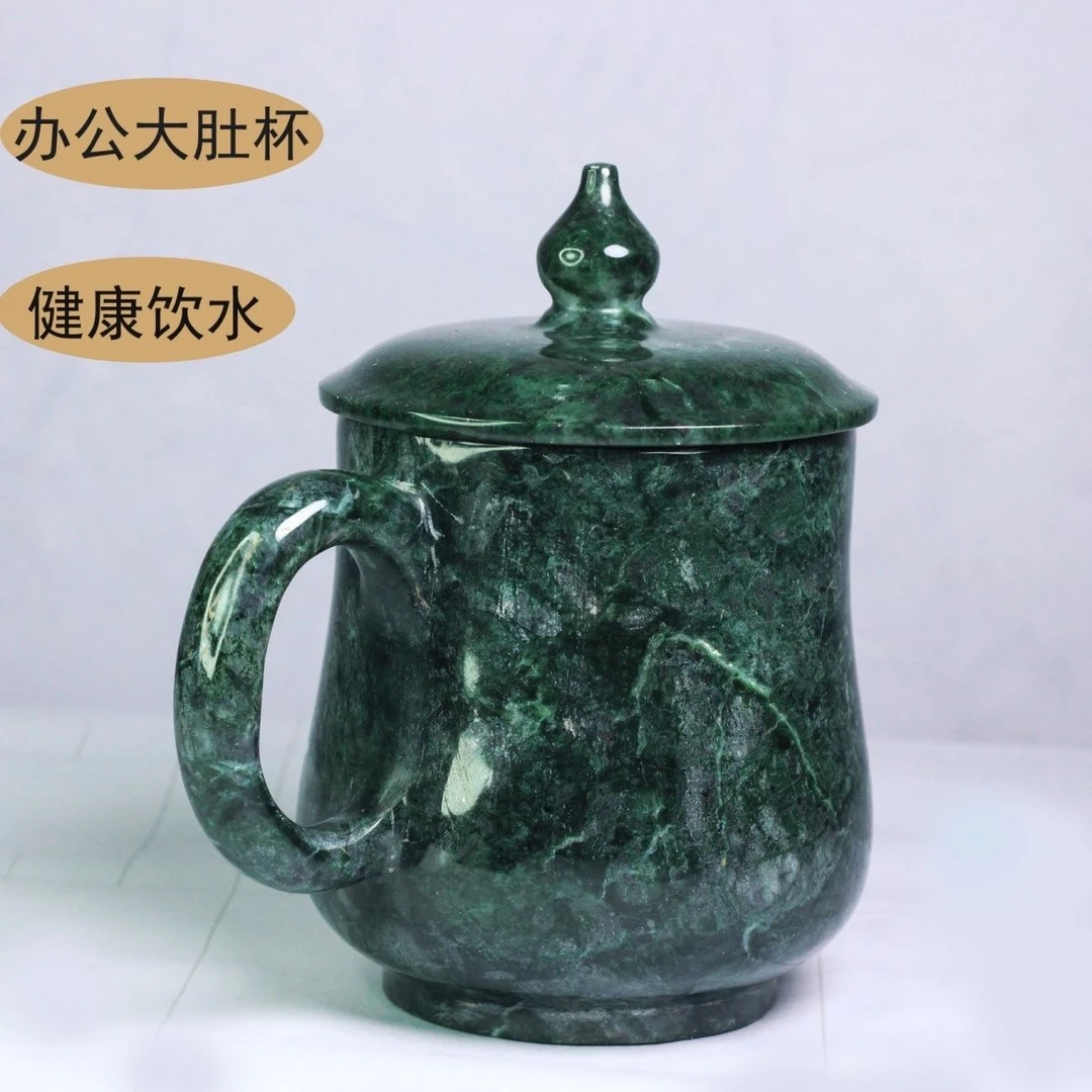 藏玉药王石蛇纹石玉玉石茶杯高档客厅茶具寓意健康长寿自用送长辈