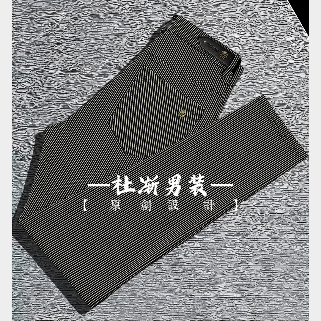 【正码】春款条纹高级感时尚男裤高端男士百搭时尚爆款男裤休闲裤