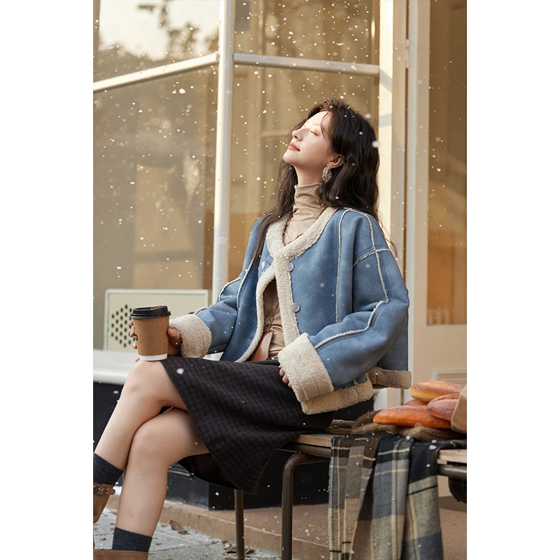 【年末大促】谜秀新品撞色外套女秋冬季新款韩版外搭气质时尚洋气质