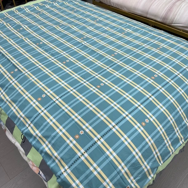 纯棉精梳棉斜纹单人被套1.5*2（-+5cm）【爱恋-格子】