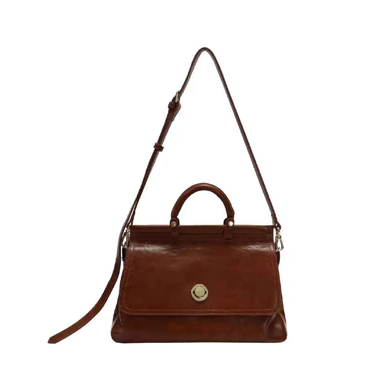 2024秋冬大容量复古公文包质感百搭斜挎手提包日常通勤邮差包女