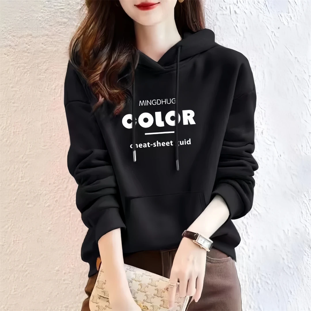 卫衣女士加绒加厚秋冬季2025新款韩版外套百搭休闲小个子连帽上衣