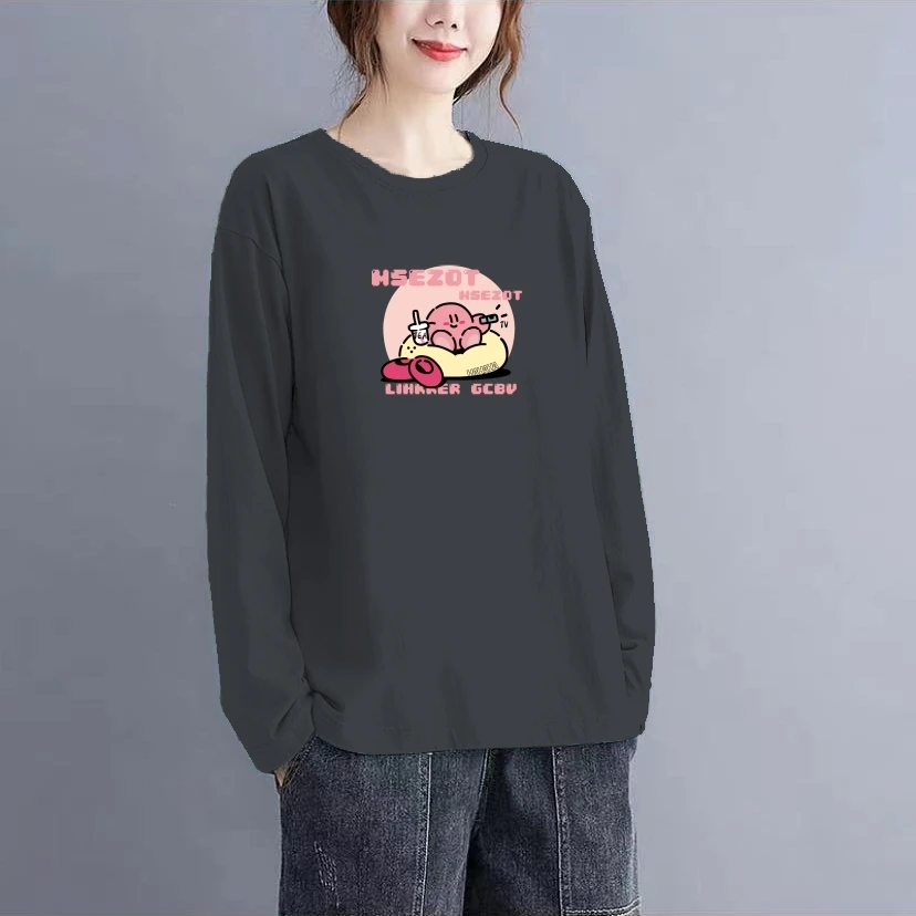 大码纯棉长袖t恤女宽松显瘦上衣秋季2023新款胖mm洋气减龄打底衫