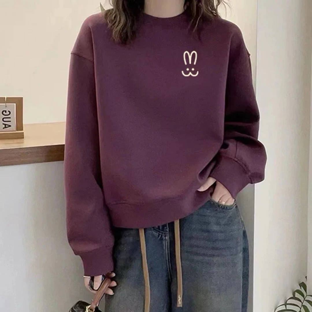 圆领卫衣女2025秋冬新款大码胖mm宽松休闲减龄套头上衣小个子外套